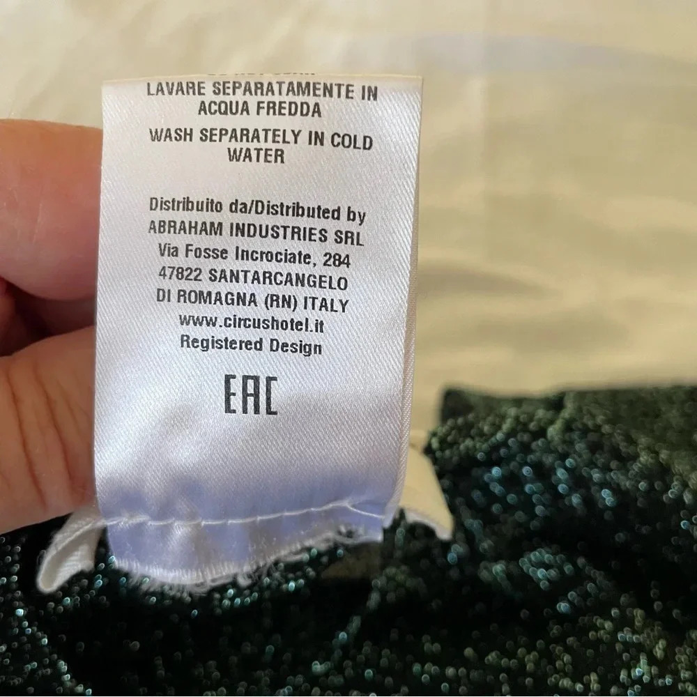 Circus Hotel Sweater Top Sparkle Black With Green Sparkle Sheer Long Sleeve Sz 8 - Picture 6 of 9